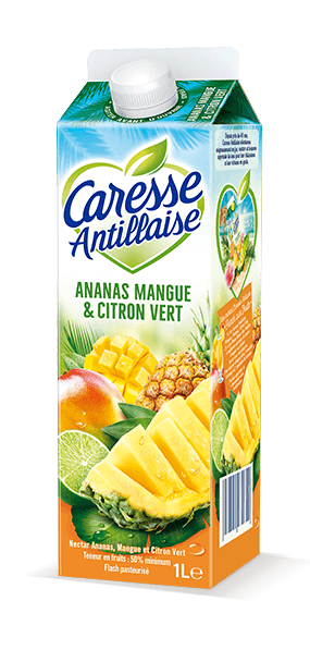 Jus de fruits Ananas, Mangue & Citron Vert / Jus d'ananas, de mangue & citron vert - Caresse Antillaise, jus de fruits , compotes et sorbets