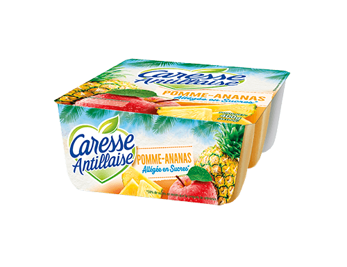Compote pomme-ananas (sans sucres-ajoutés) - Pack de 4 - Compotes Caresse Antillaise