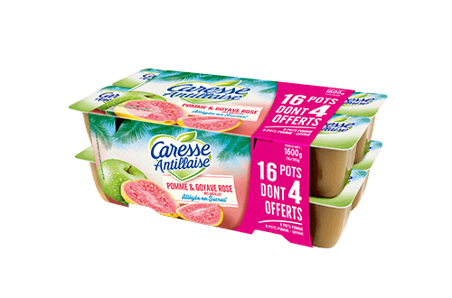Compote de pomme (sans sucres-ajoutés) - Pack de 16 dont 4 offerts - Compotes Caresse Antillaise
