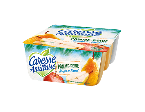 Compote pomme-poire (allégée en sucres) - Pack de 4 - Compotes Caresse Antillaise
