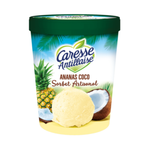 Sorbet ananas-coco : Sorbet artisanal Caresse Antillaise - Glace ananas, glace coco